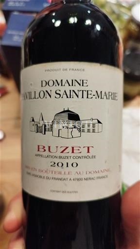 Sudoeste Buzet Domaine Pavillon Sainte-Marie 2010