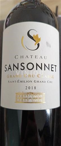 Burdeos Saint-Émilion Gran Cru Grand Cru Classé Château Sansonnet 2018