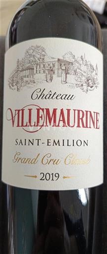 Bordeaux Saint-Émilion Grand Cru Classé Villemaurine 2019