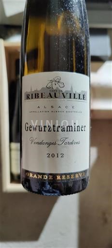 Alsace Vendanges Tardives Cave de Ribeauvillé Gewurztraminer Vendanges Tardives 2012