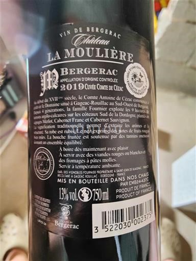 Southwest Bergerac Château La Moulière Comte de Cezac 2019