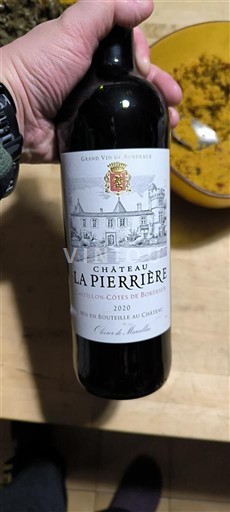 Bordeaux Castillon Côtes de Bordeaux Château La Pierrière 2020