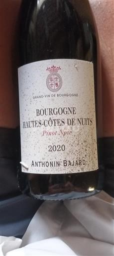 Bourgogne Hautes Côtes de Nuits Anthonin Bajard Pinot Noir 2020