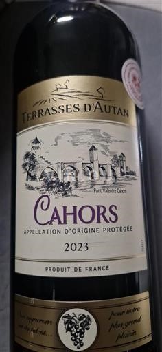 Vin Rouge sec Terrasses Autan 2023 France Sud-Ouest Cahors AOC