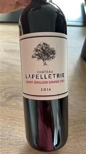 Bordéus Saint-Émilion Grand Cru Lapelletrie 2016