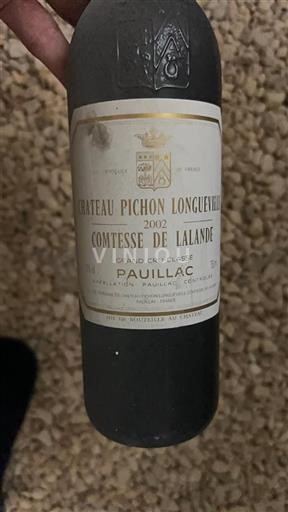 Bordeaux Pauillac Grand Cru Pichon Longueville Comtesse de Lalande 2002