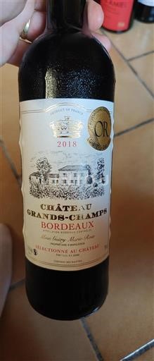 Vin Rouge sec Château Grand Champ 2018 France Bordeaux AOC
