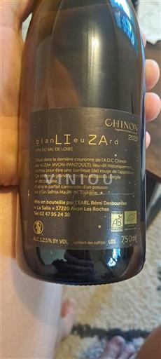 Vin Blanc sec blanLIEuZArd Domaine Rémi Desbourdes 2023 France Vallée de la Loire Chinon AOC bio