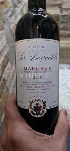 Burdeos Margaux Grand Cru Château Les Barraillots 2019