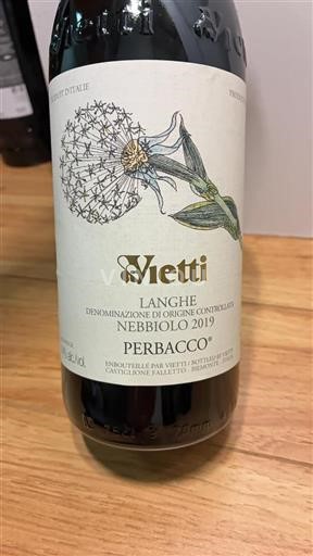 Vin Rouge sec Perbacco Vietti 2019 Italie Piémont Langhe DOC