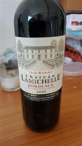Vin Rouge sec Château Lamichelle 2016 France Bordeaux AOC