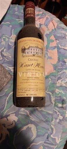 Burdeos Côtes-de-bourg Château Haut Macô 1987