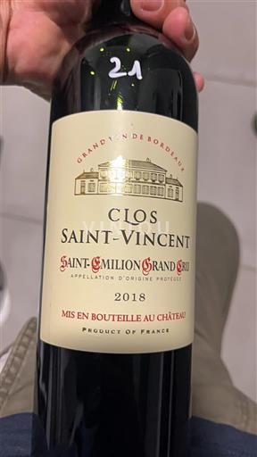 Bordeaux Saint-Émilion Grand Cru Grand Cru Clos Saint-Vincent 2018