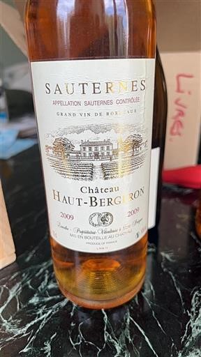 Bordeaux Sauternes Château Haut-Bergeron 2009