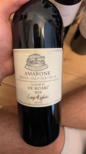 Véneto Amarone della Valpolicella Luigi Righetti Classico De Roari 2016