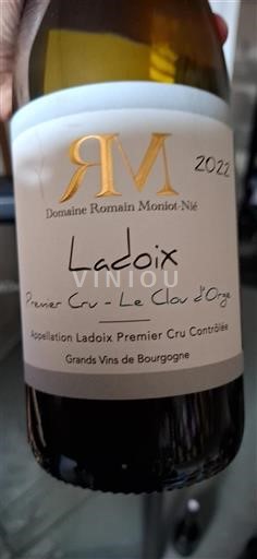 Burgundi Ladoix Premier Cru Domaine Romain Moniot-Nié Le Clou d'Orge 2020