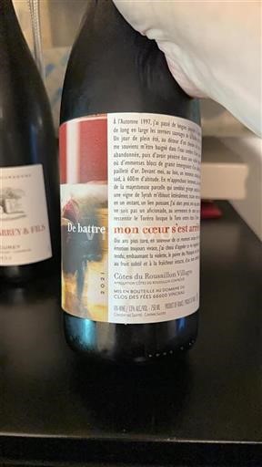 Roussillon Côtes du Roussillon Villages Domaine Clos des Fées De battre mon coeur s'est arrêté 2021