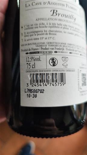Beaujolais Brouilly La Cave Augustin Florent Neročník