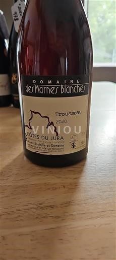 Vin Rouge sec Trousseau Domaine Des Marnes Blanches 2020 France Jura Côtes-du-jura AOC bio