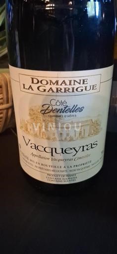 Thung lũng Rhône Vacqueyras Domaine La Garrigue Côté Dentelles 2018