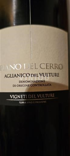 Basilicata Wines Aglianico del Vulture Vigneti del Vulture Piano del Cerro 2020