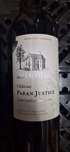 Bordeaux Saint-Émilion Grand Cru Grand Cru Château Paran Justice 2020