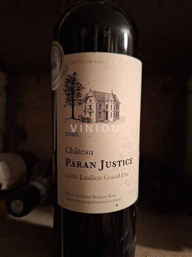 Bordeaux Saint-Émilion Grand Cru Grand Cru Château Paran Justice 2020