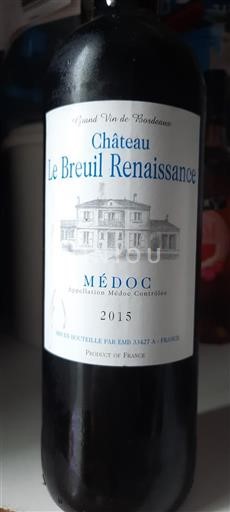 Bordéus Médoc Château Le Breuil Renaissance 2015