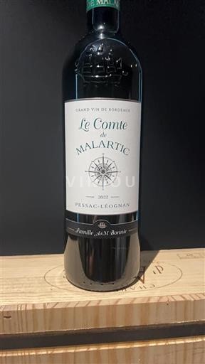 Vin Rouge sec Le Comte de Malartic 2022 France Bordeaux Pessac-Léognan AOC