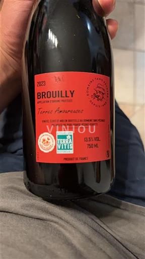 Vin Rouge sec Terres Amoureuses Domaine Tano Pechard 2023 France Beaujolais Brouilly AOC bio