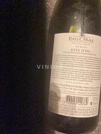 Vin Rouge sec Cabernet Sauvignon Domaine Paul Mas / de Conas Non millésimé France Languedoc et Roussillon Pays d'oc IGP hve