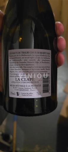 Languedoc La Clape Les Hauts de Trialbe Coeur de Quartz 2020