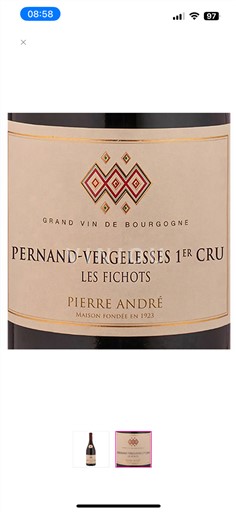 Bourgondië Pernand-Vergelesses Premier Cru Pierre André Les Fichots 2023