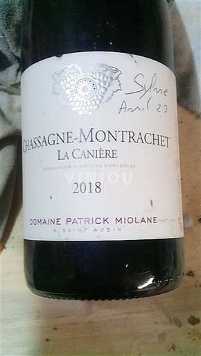 Bourgogne Chassagne-montrachet Premier Cru Domaine Patrick Miolane La Canière 2018