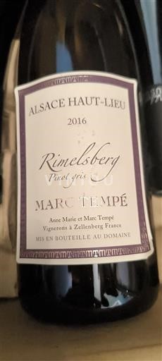Alsacia Grand Cru Marc Tempé Rimelsberg 2016