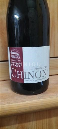 Vin Rouge sec Domaine Jean-Louis Page 2012 France Vallée de la Loire Chinon AOC