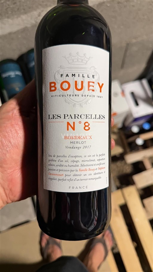 Vin Rouge sec Les Parcelles N°8 Famille Bouey 2017 France Bordeaux AOC