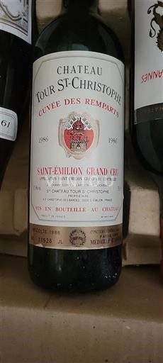 Bordéus Saint-Émilion Grand Cru Château Tour St-Christophe des Remparts 1986
