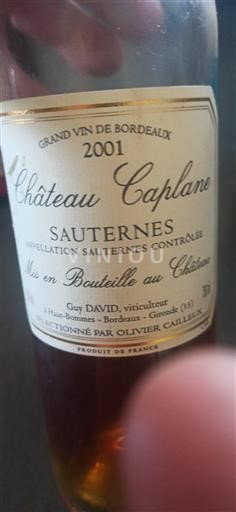 Bordéus Sauternes Château Caplane 2001