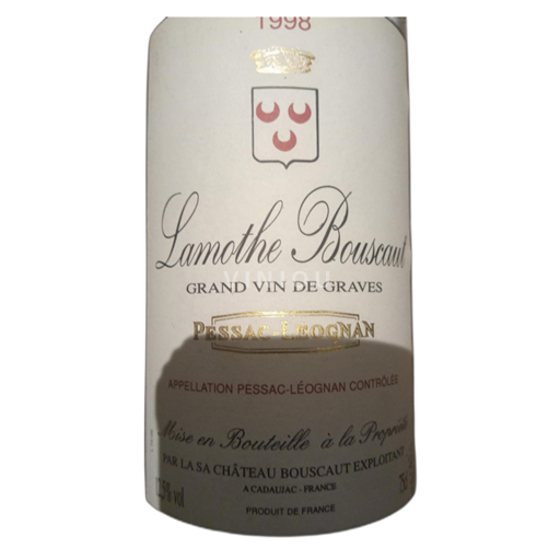 Bordeaux Pessac-Léognan Lamotte Bouscaut Grand vin de graves 1998