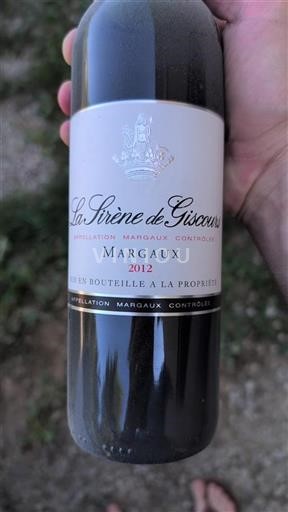 Bordéus Margaux La Sirène de Giscours 2012