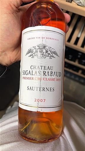 Bordeaux Sauternes Premier Cru Château Sigalas Rabaud 2007