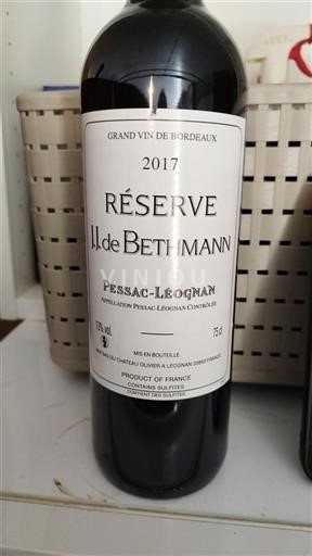 Bordeaux Pessac-Léognan Château Olivier Réserve J.J. de Bethmann 2017