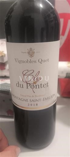 Bordo Montanja Sen Emilion Vignobles Quet Clos du Pontet 2018