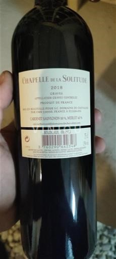 Bordeaux Graves Domaine Chevalier Chapelle de la Solitude 2018
