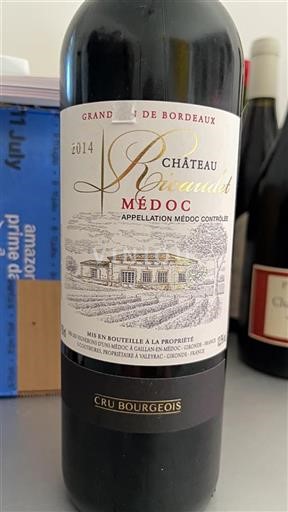 Vin Rouge sec Château Ricaudet 2014 France Bordeaux Médoc AOC Cru Bourgeois
