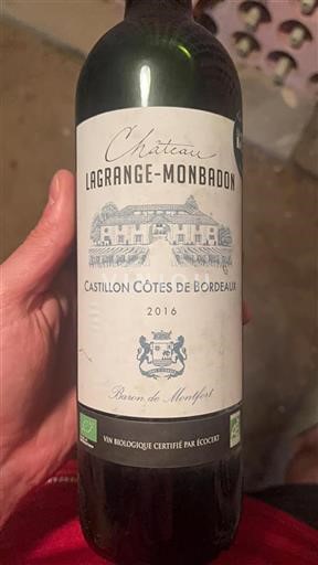 Bordeaux Castillon-côtes-de-bordeaux Château Lagrange-Monbadon 2016