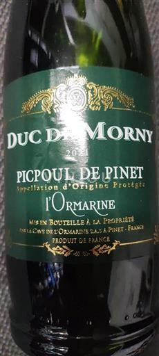 Languedoc Picpoul-de-pinet Cave de l'Ormarine Duc de Morny 2021