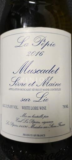 Loiren laakso Muscadet-sèvre-et-maine La Pépière La Pépie 2016
