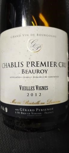 Bourgondië Chablis Premier Cru Gérard Persenot Beauroy Vielles Vignes 2012
